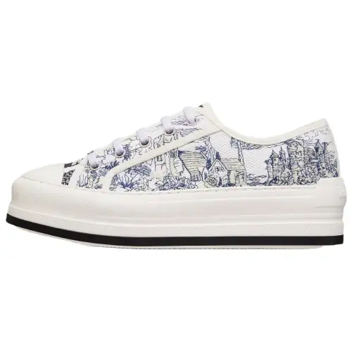 DIOR Walk'n'Dior Platform Shoes Embroidery Low top Skateboard Shoes Women's Dark Blue