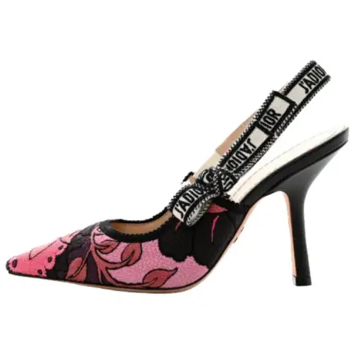 DIOR Leather Slim Heel High Heels Women's Black Pink