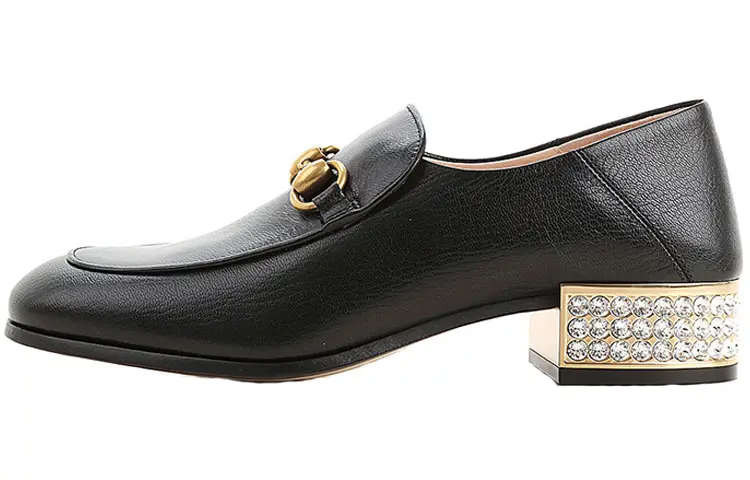 GUCCI Horsebit Leather Loafers With Crystals