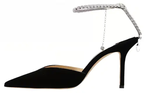 Jimmy Choo Saeda 85mm Crystal-ankle Pumps