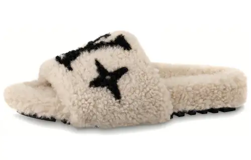 LOUIS VUITTON Bom Dia Slide Slippers Women's Beige