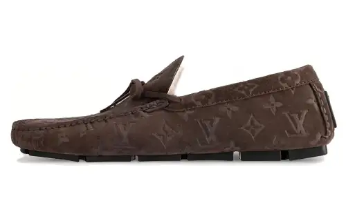 LOUIS VUITTON Driver Suede Loafers Men's Brown