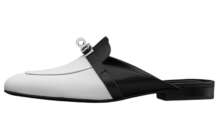 HERMES Oz Closed Toe Slippers Women's Black White