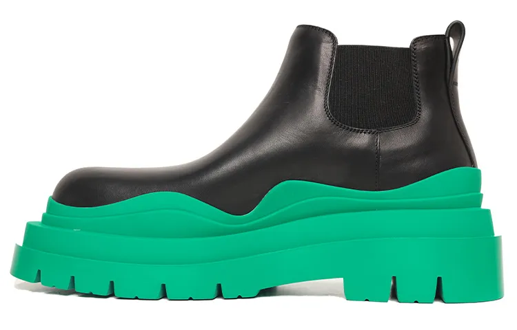 Bottega Veneta Tire Chelsea BV Leather Ankle Length Chelsea Boots Women's Turquoise