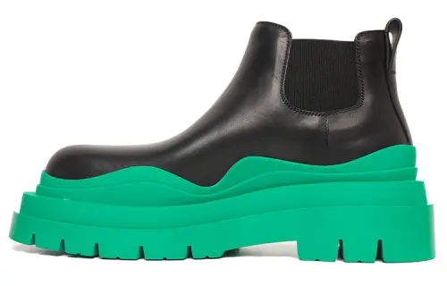 Bottega Veneta Tire Chelsea BV Leather Ankle Length Chelsea Boots Women's Turquoise