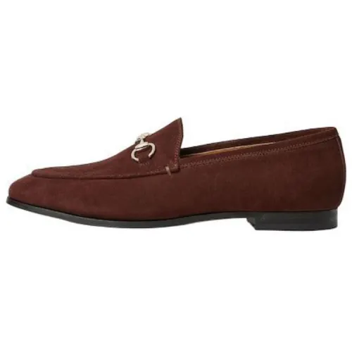 GUCCI Jordaan Suede Loafers Women's Dark Brown