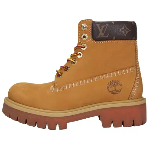 Timberland X LOUIS VUITTON Cow Leather Short Combat Boots Men's Brown