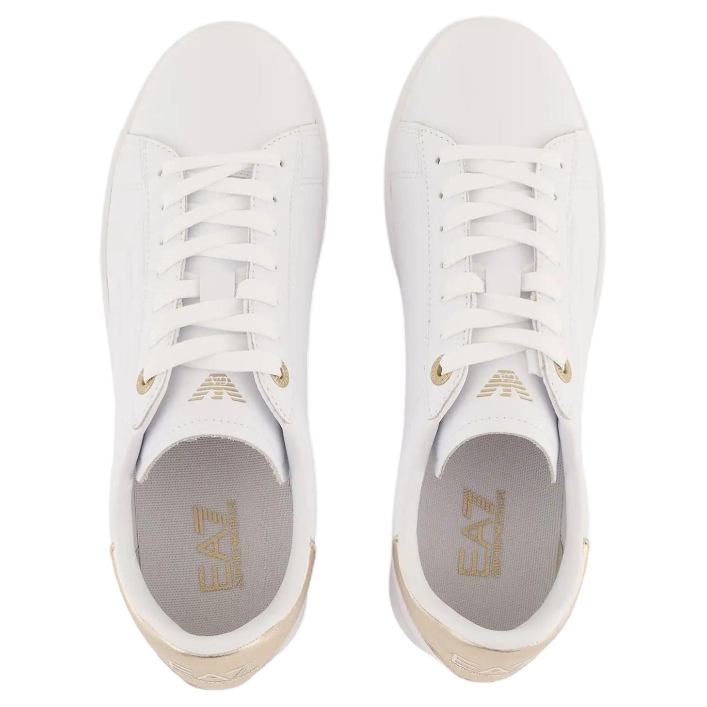 EMPORIO ARMANI EA7 Low top Skateboard Shoes Unisex White Gold