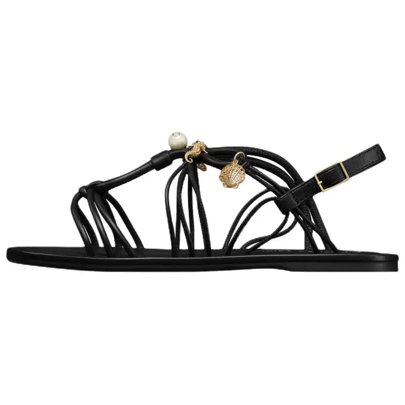 DIOR Dioriviera D Sand One Strap Sandals Women's Black