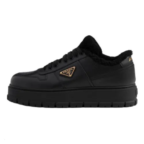 PRADA Leather Low top Casual Shoes 5cm Men's Black