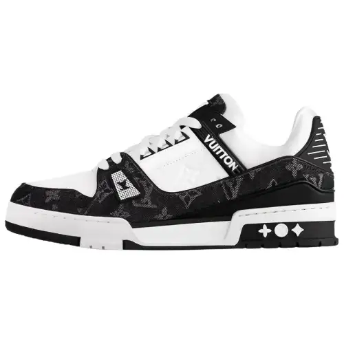 LOUIS VUITTON Lv Trainer Sneaker 'Black Mesh Monogram With White ' Women's