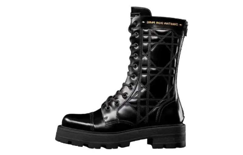 DIOR D Unit Leather Ankle Boots Women's Black
