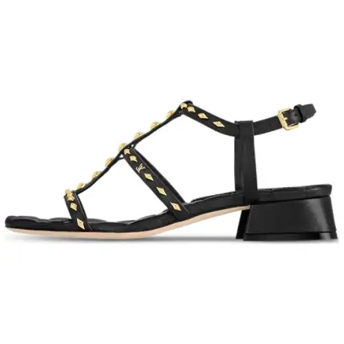 LOUIS VUITTON Celeste Cow Leather One Strap Sandals 3cm Women's Black