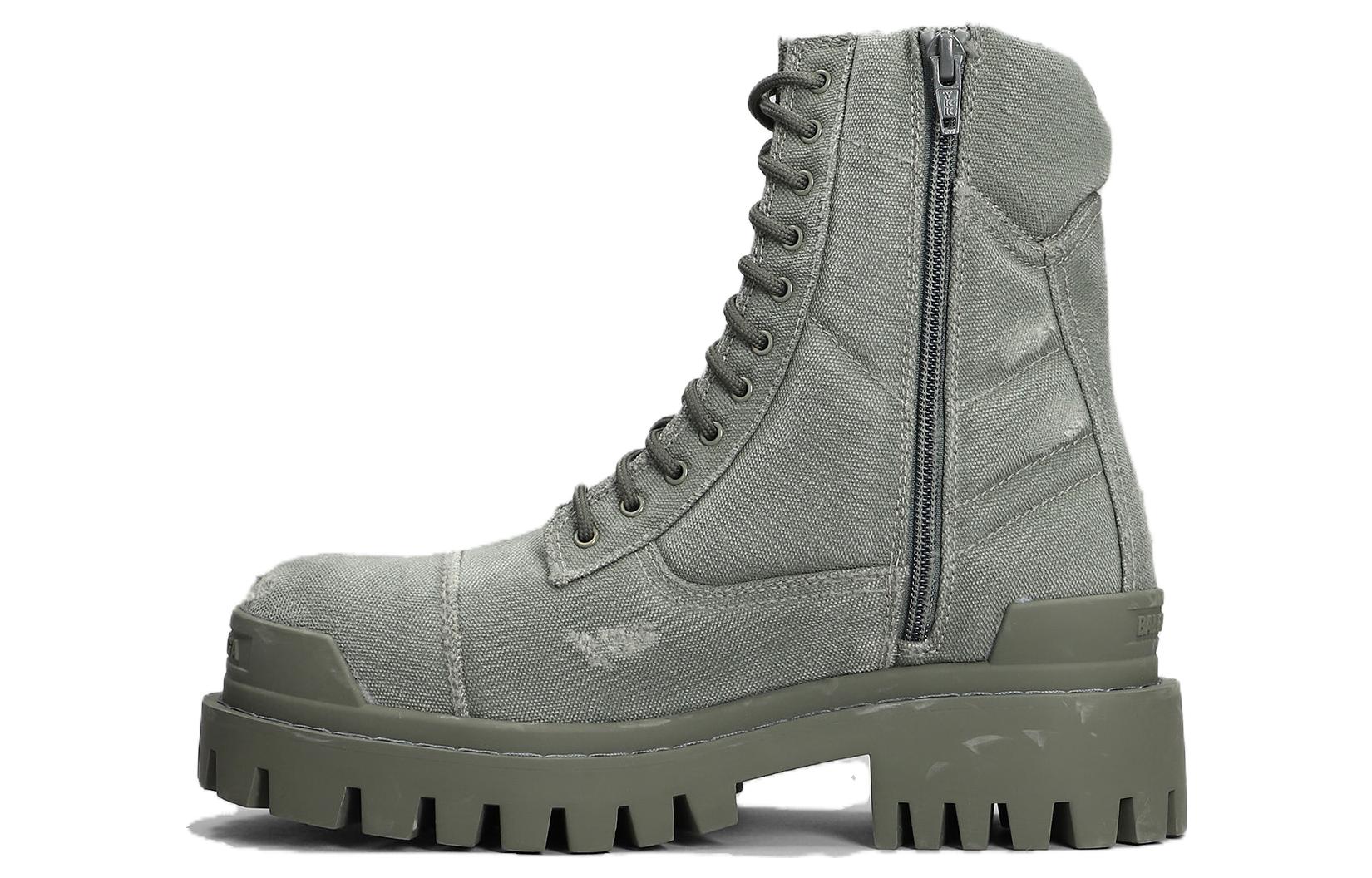 Balenciaga Combat Strike 20mm Boots 'Washed Grey Cotton' Women's