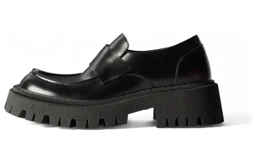 Balenciaga Tractor Loafer Shoes 'Black Smooth Calfskin'