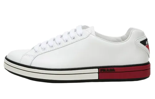 PRADA Badge Leather 'White Red'
