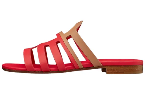 HERMES Camelia Slide Slippers Women's Red
