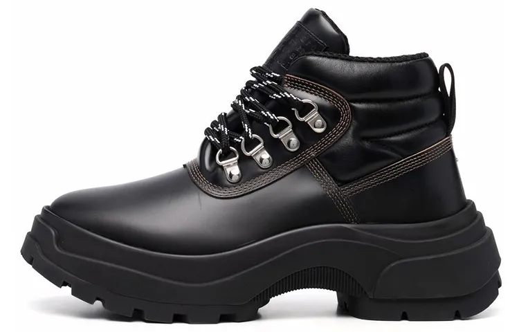 Maison Margiela Leather Ankle Length Combat Boots Women's Black