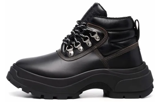 Maison Margiela Leather Ankle Length Combat Boots Women's Black