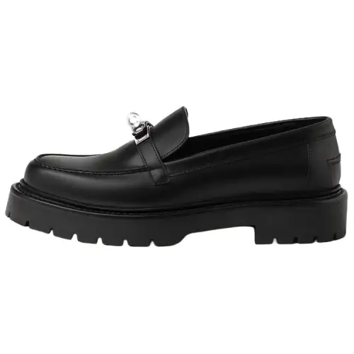 HERMES Icone Calfskin Loafers 3cm Women's Black