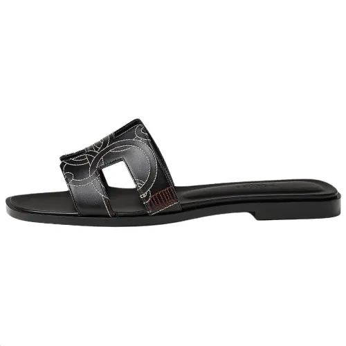 HERMES Oran Slide Slippers 1cm Women's Black
