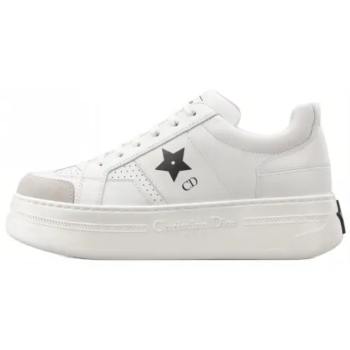 DIOR Star Cow Leather Low top Skateboard Shoes Women's White