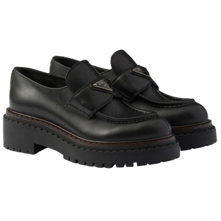 PRADA Leather Loafers 5.5cm Women's Black
