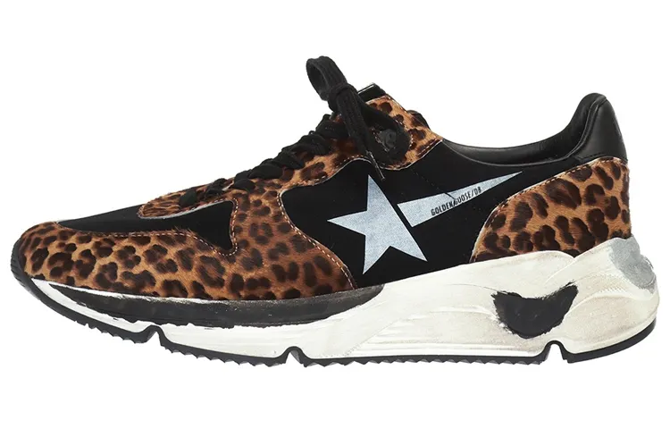 Golden Goose Running Sole Leather Low top Casual Shoes Women's Brown Black Distressed