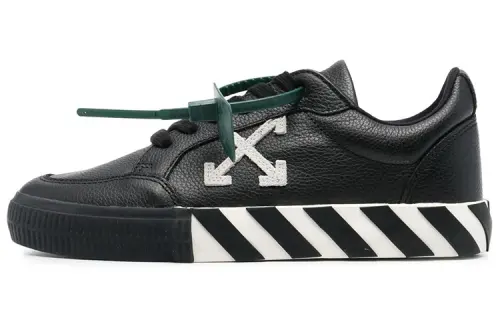 OFF WHITE Low Vulcanized Leather Black White Women's