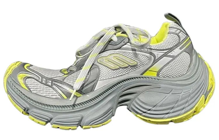 Balenciaga 10XL Mesh Low top Casual Shoes Men's Gray Yellow