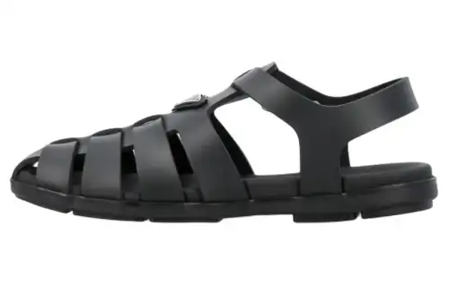 PRADA Leather Roman Sandals Men's Black