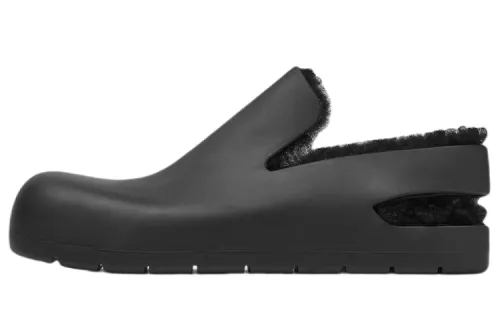 Bottega Veneta Puddle Shearling Rubber Slingback Sandal Black