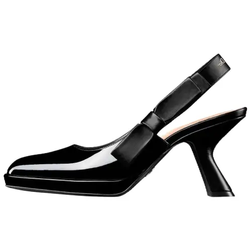 DIOR Sweet D Escarpin Patent Leather Calfskin Slim Heel High Heels 8cm Women's Black
