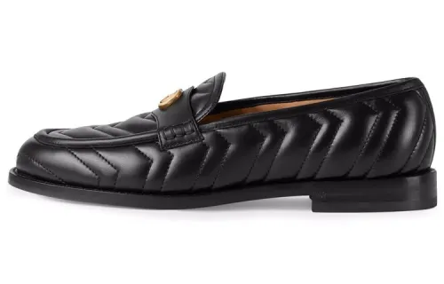 GUCCI GG Leather Loafers Men's Black