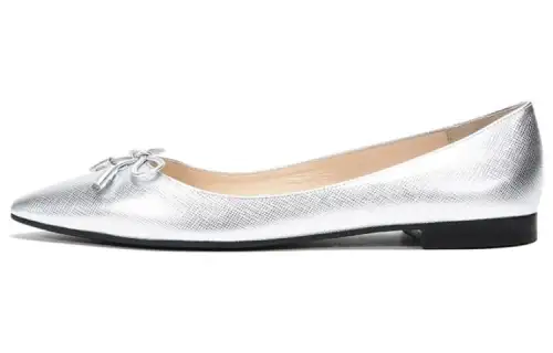 PRADA Patent Leather Casual Shoes Women's Silver
