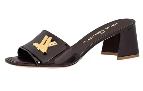 LOUIS VUITTON Shake Leather Slide Slippers Women's Black