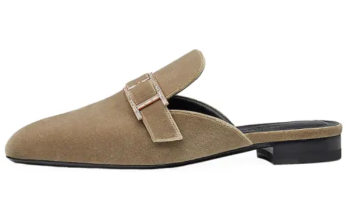 HERMES Beauty Closed Toe Slippers Women's Gray