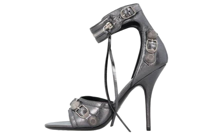 Balenciaga Cagole Metallic Heeled Sandals Women's