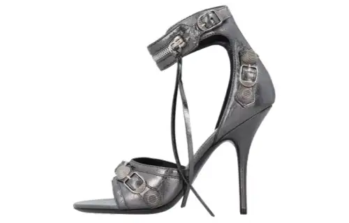 Balenciaga Cagole Metallic Heeled Sandals Women's