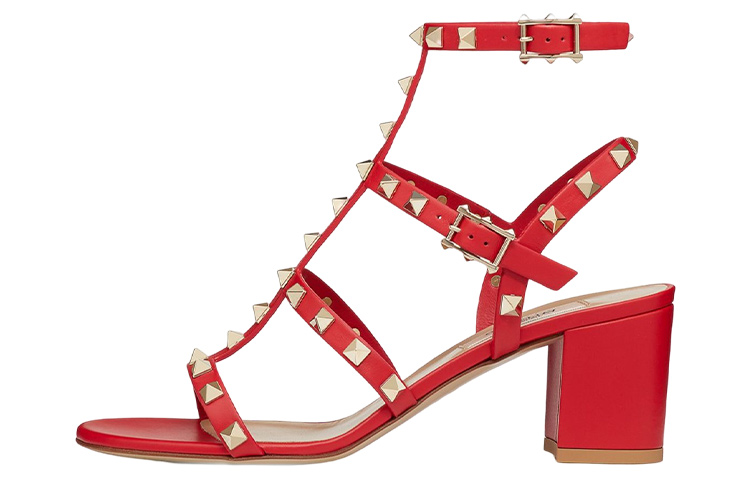 Женские шлепанцы Valentino Rockstud (красные)