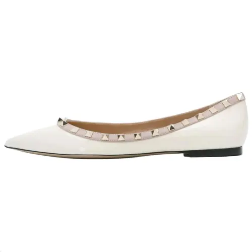 Valentino Rockstud Casual Shoes Women's Ecru
