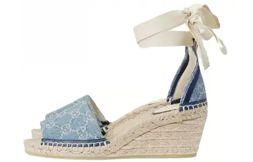 GUCCI GG Denim One Strap Sandals Women's Blue