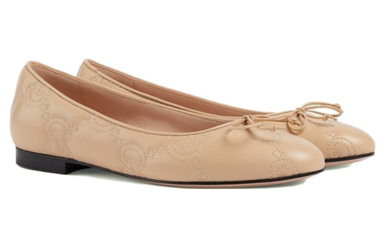 GUCCI GG Matelassé Leather Casual Shoes Women's Beige