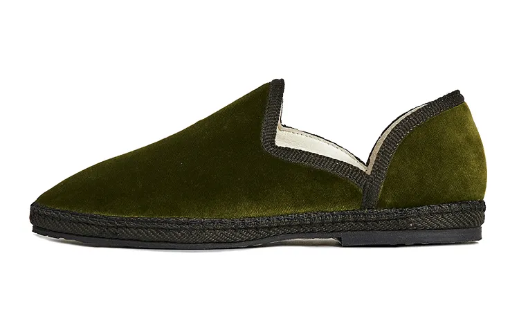 THE ROW Friulane velvet flat low-top children's casual shoes green children's style