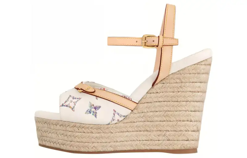 LOUIS VUITTON Helios Leather One Strap Sandals 8cm Women's Beige Apricot