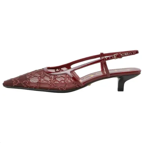 GUCCI SLINGBACK Slim Heel High Heels 3.5cm Women's Red