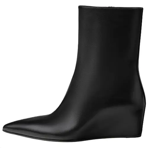 HERMES Leonie Calfskin Ankle Boots 5.5cm Women's Black