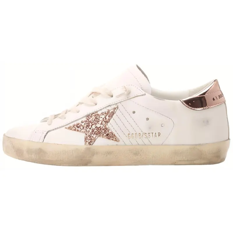 Golden Goose Super Star White Rose Gold Glitter Women's