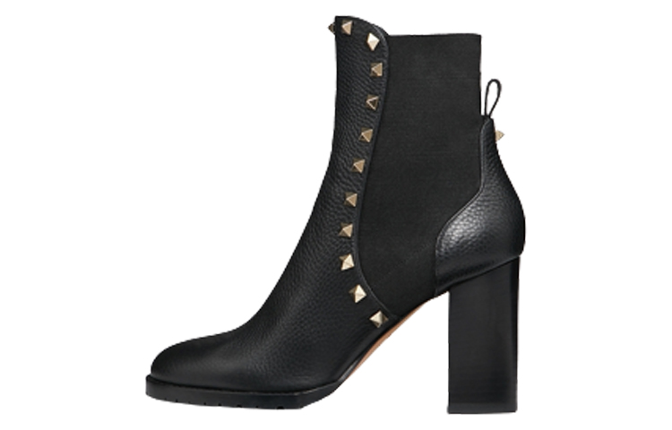 Valentino ROCKSTUD Leather Ankle Boots Women's Black