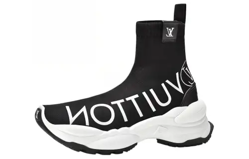 LOUIS VUITTON Run 55 Fabric High top Casual Shoes Women's Black